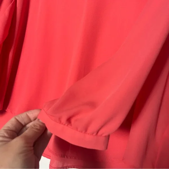 NWOT Adrianna Papell Vibrant Coral Blouse - Picture 4 of 8